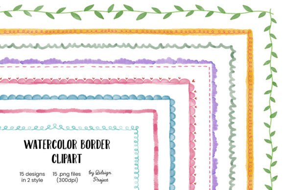 15 Doodle Watercolor Border Vol. 2: Enhancing Creativity and Professionalism in Design Projects