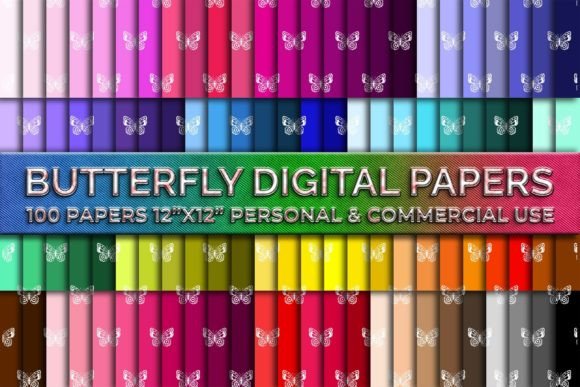 Butterfly Digital Papers Background Set