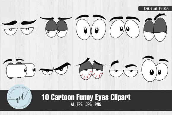 Cartoon Funny Eyes Clipart, 10 Variation: A Versatile Asset for Creative Projects