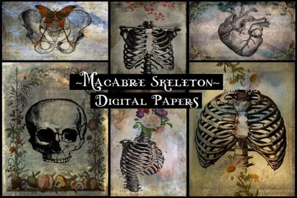 Macabre Skeleton Digital Papers: A Darkly Creative Resource for Artists and Designers