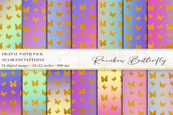 Rainbow Butterfly Digital Papers