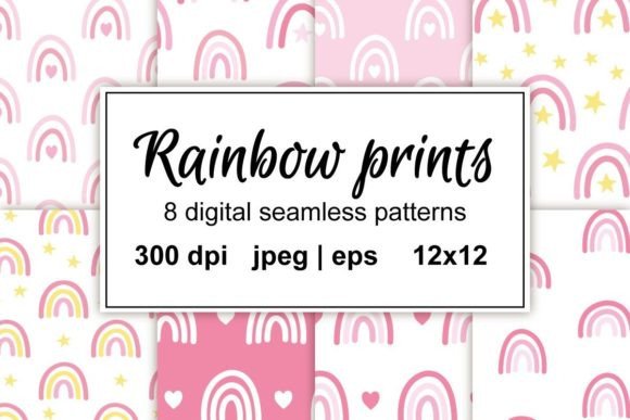 Set of Cute Boho Rainbow Patterns