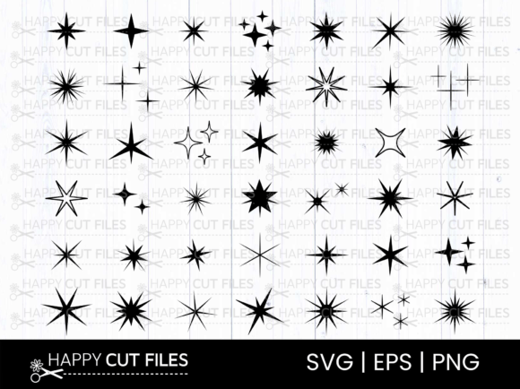 Stars Svg Bundle Sparkle Star Clipart