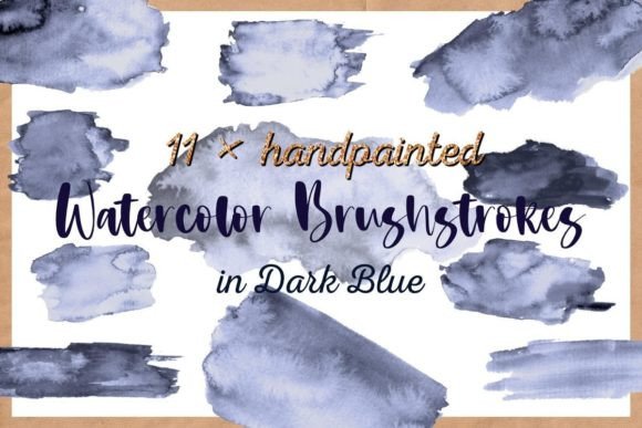 Watercolor Brushstrokes in Dark Blue: A Versatile Design Asset for Creative Projects