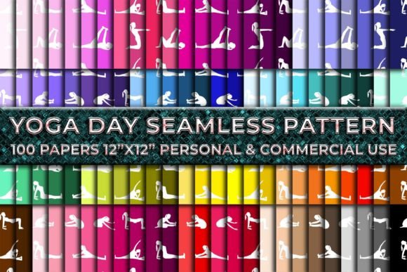 Yoga Day 100 Colorful Digital Paper