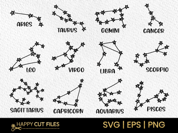 Zodiac Sign Astrology Horoscope SVG Bundle